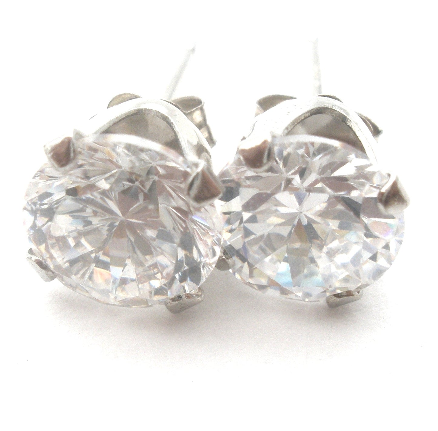 3 Carat Clear CZ Stud Earrings 14K Gold