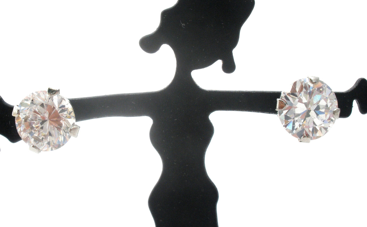 3 Carat Clear CZ Stud Earrings 14K Gold