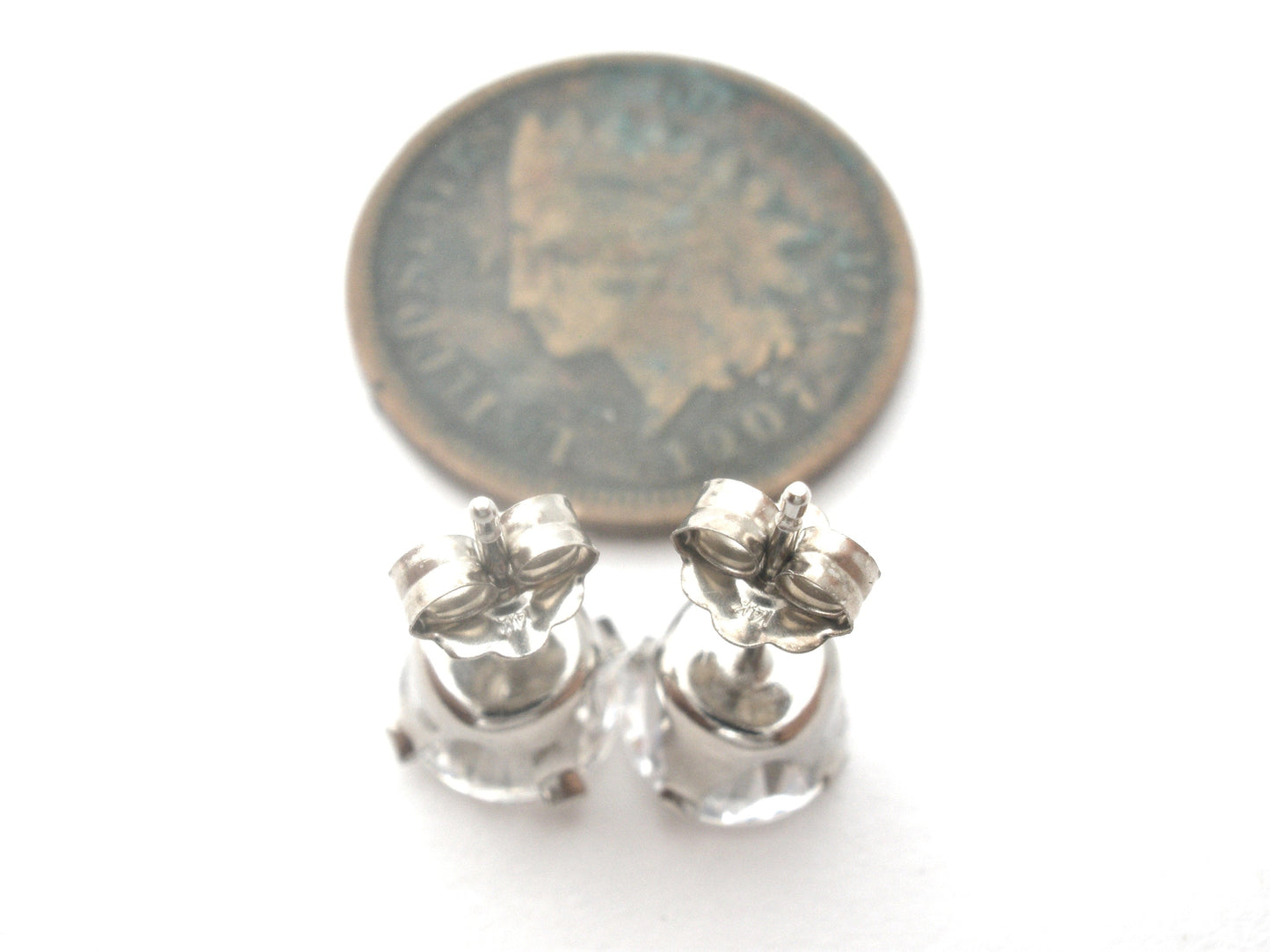 3 Carat Clear CZ Stud Earrings 14K Gold