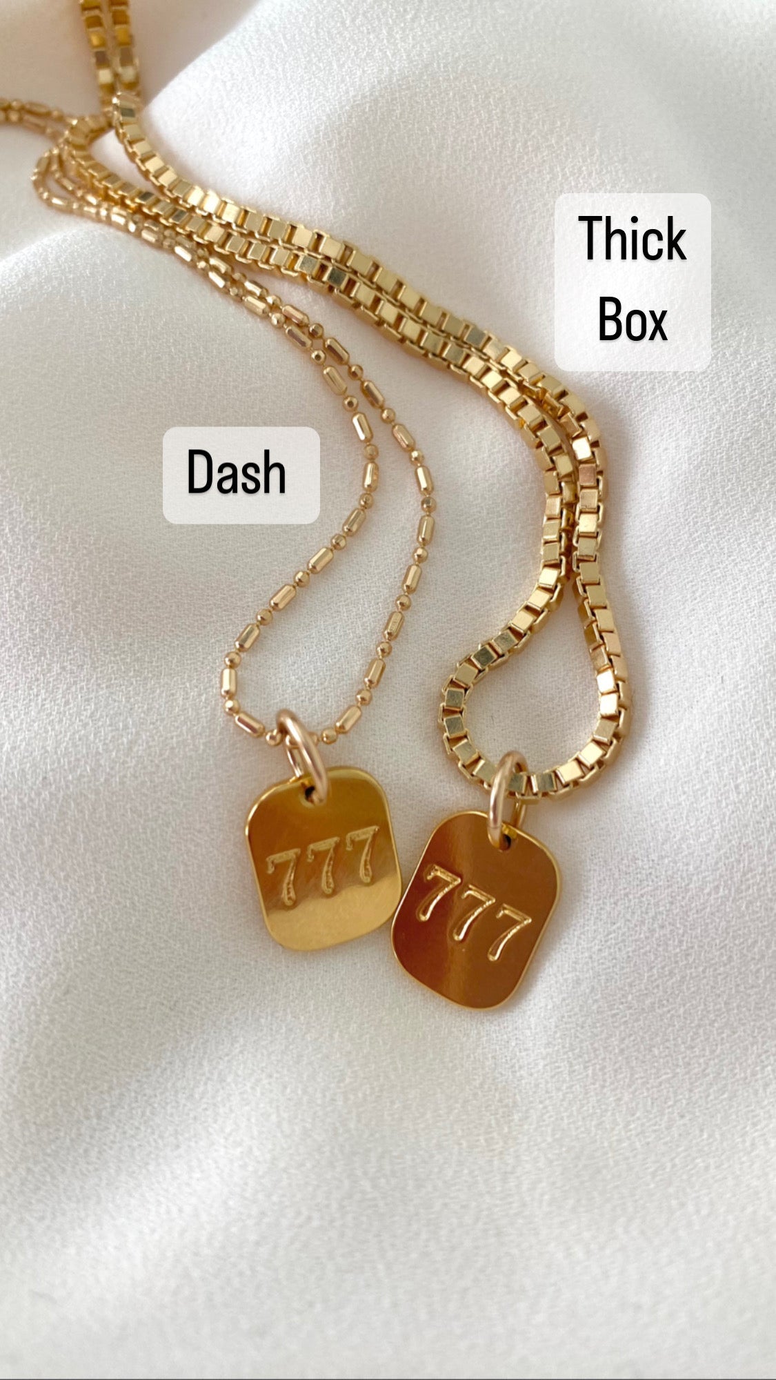 Gold Filled 777 Pendant Necklace Chunky Box Chain Thick Paperclip Necklace Religious Pendant Angel Necklace Numbers Charm Meaningful Gifts