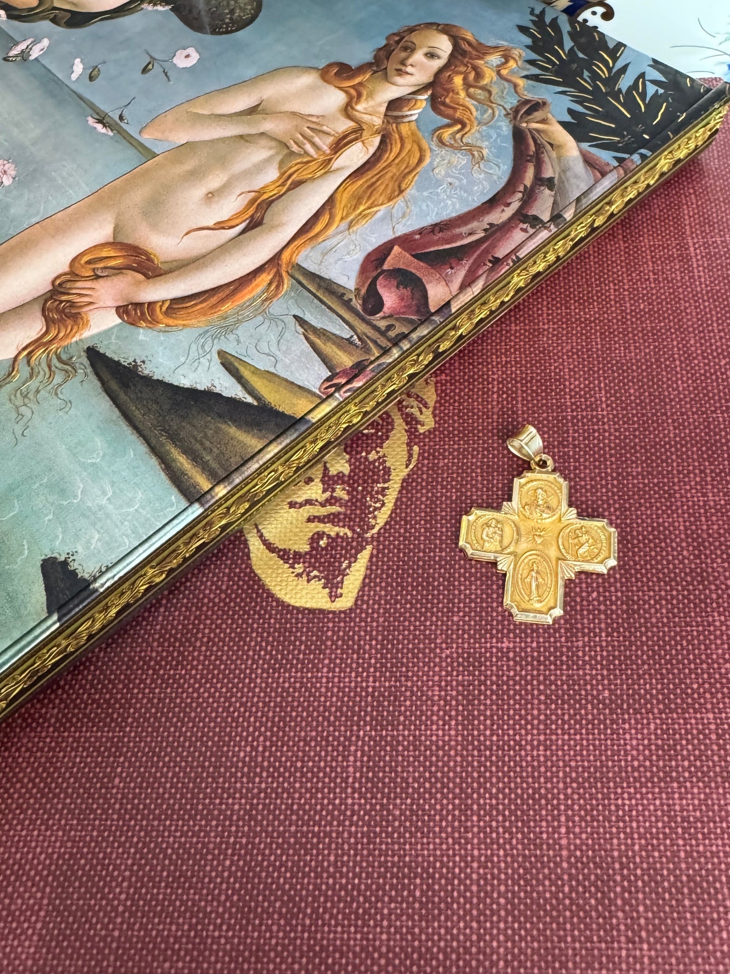 Vintage 14k Gold Sculptural Catholic 4-Way Cross