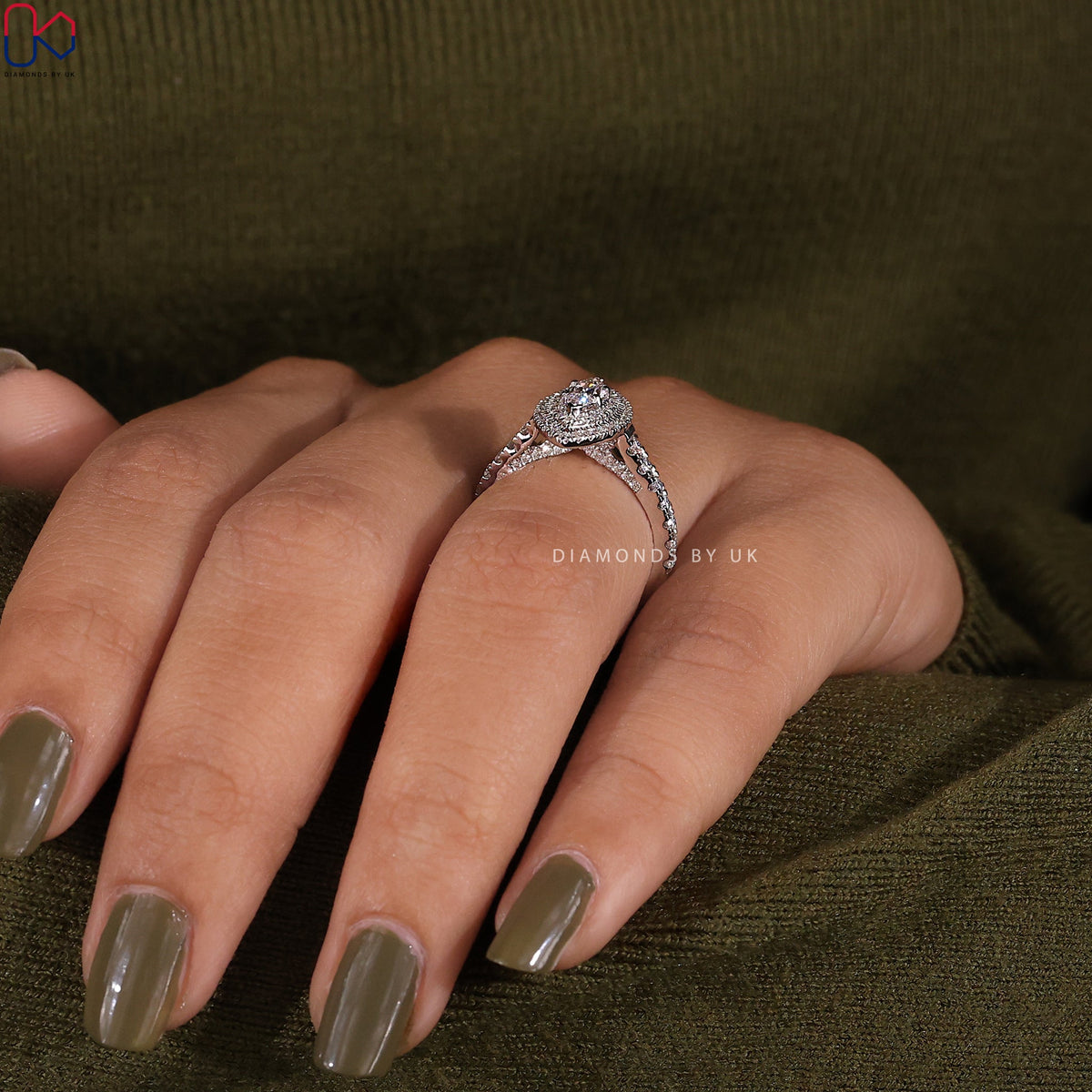 Double Halo Marquise Engagement Ring
