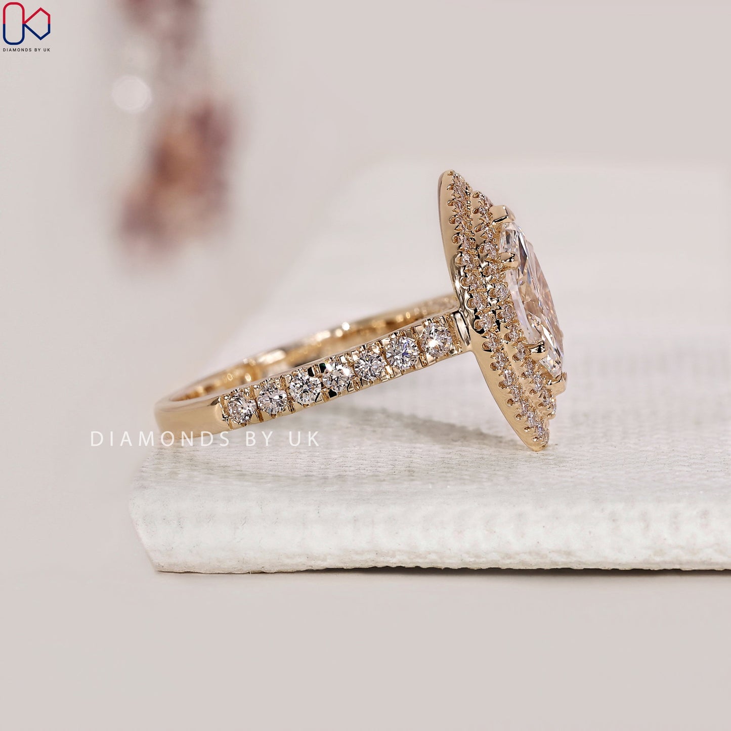 Marquise Cut Diamond With Double Halo Engagement Ring