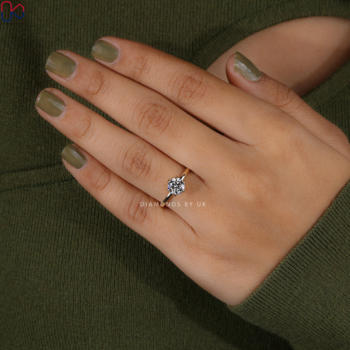 Round Cut Yellow Gold Solitaire Engagement Ring