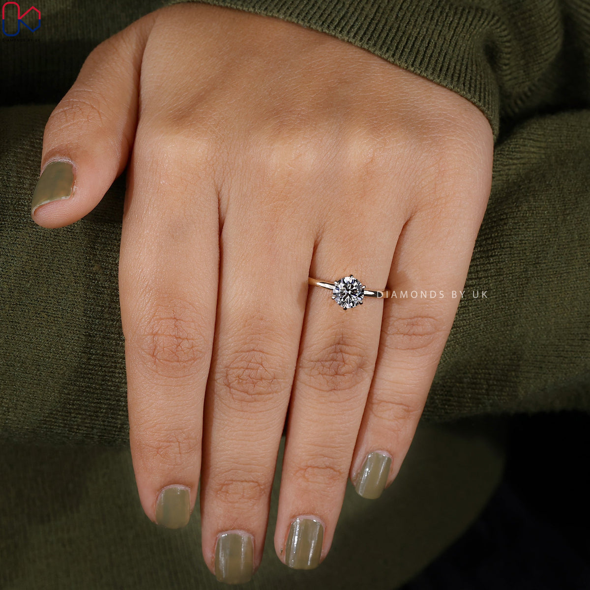 Round Cut Yellow Gold Solitaire Engagement Ring
