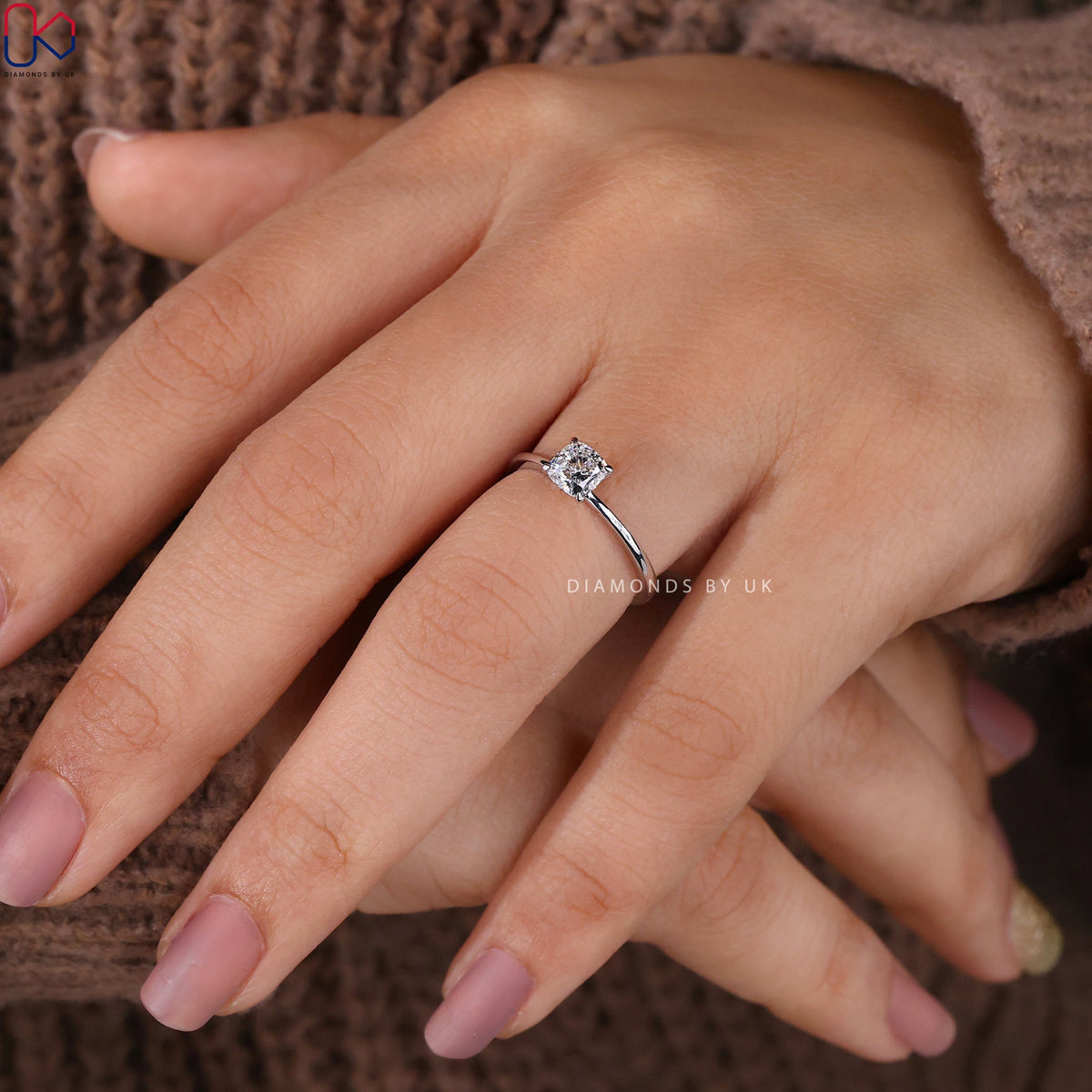 Cushion Diamond Solitaire Engagement Ring