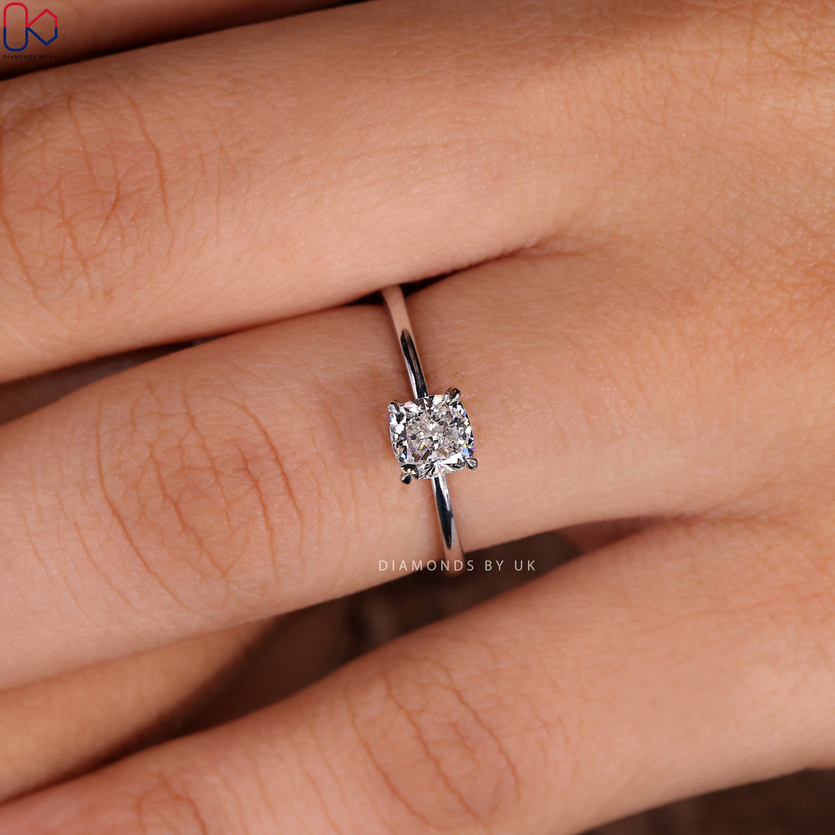 Cushion Diamond Solitaire Engagement Ring