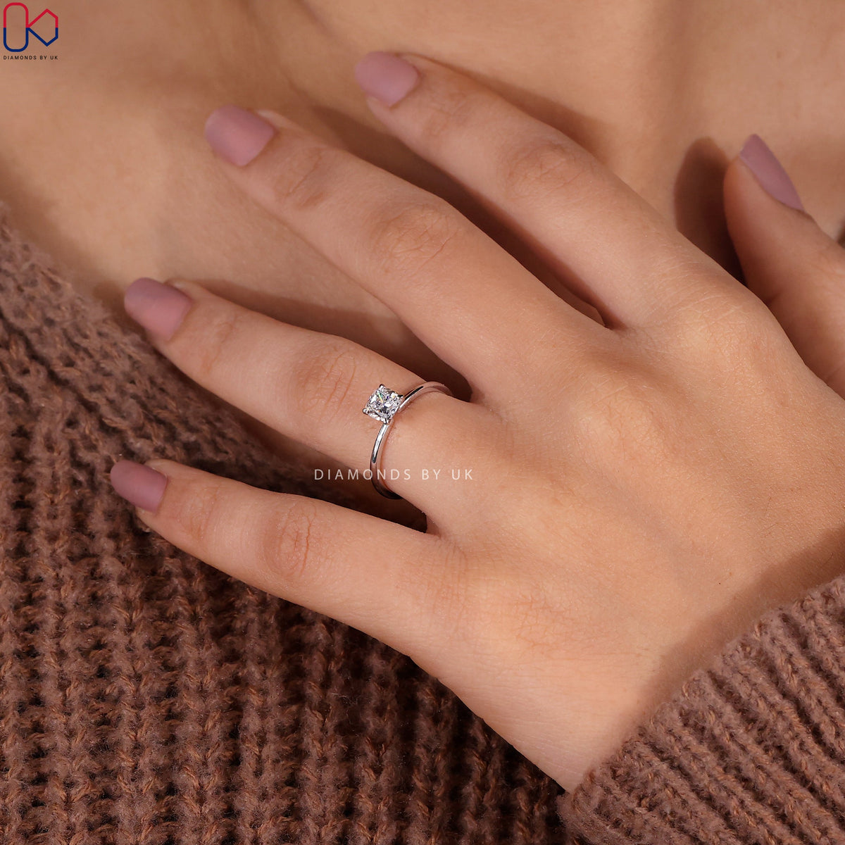 Cushion Diamond Solitaire Engagement Ring
