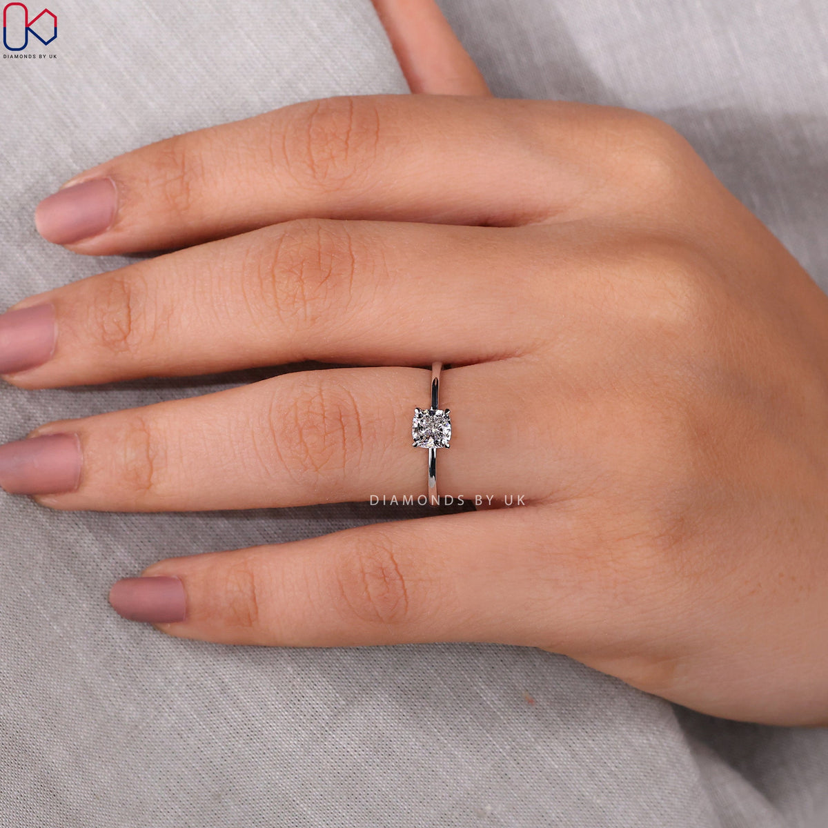 Cushion Diamond Solitaire Engagement Ring
