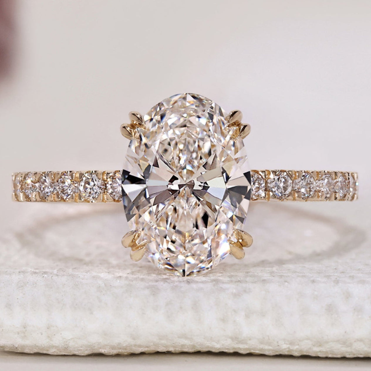 Oval Diamond Engagement Ring In Pave Setting