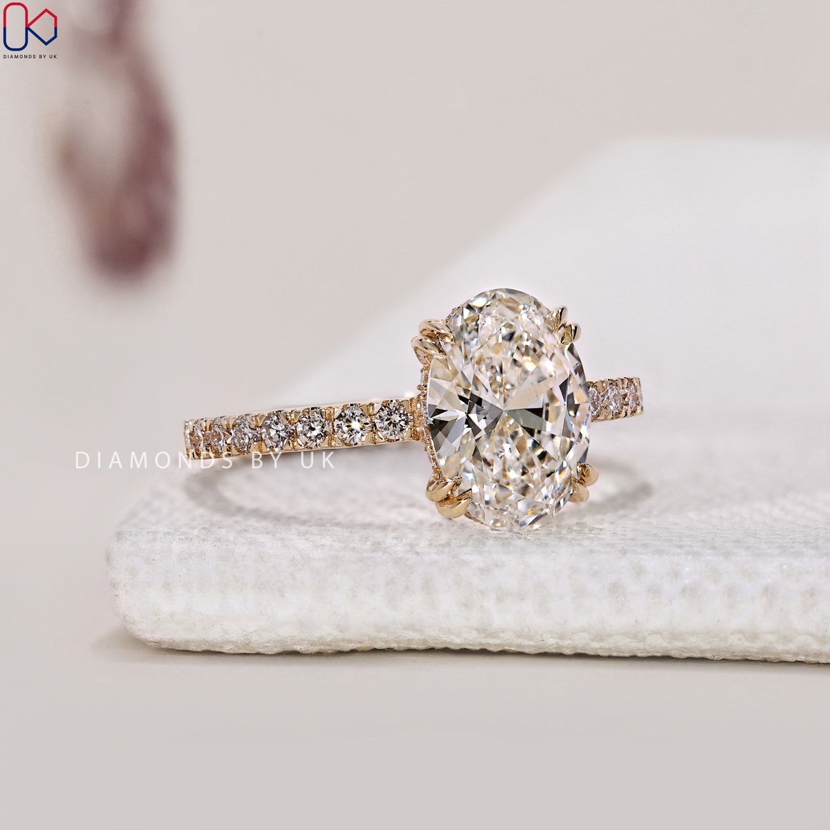 Oval Diamond Engagement Ring In Pave Setting