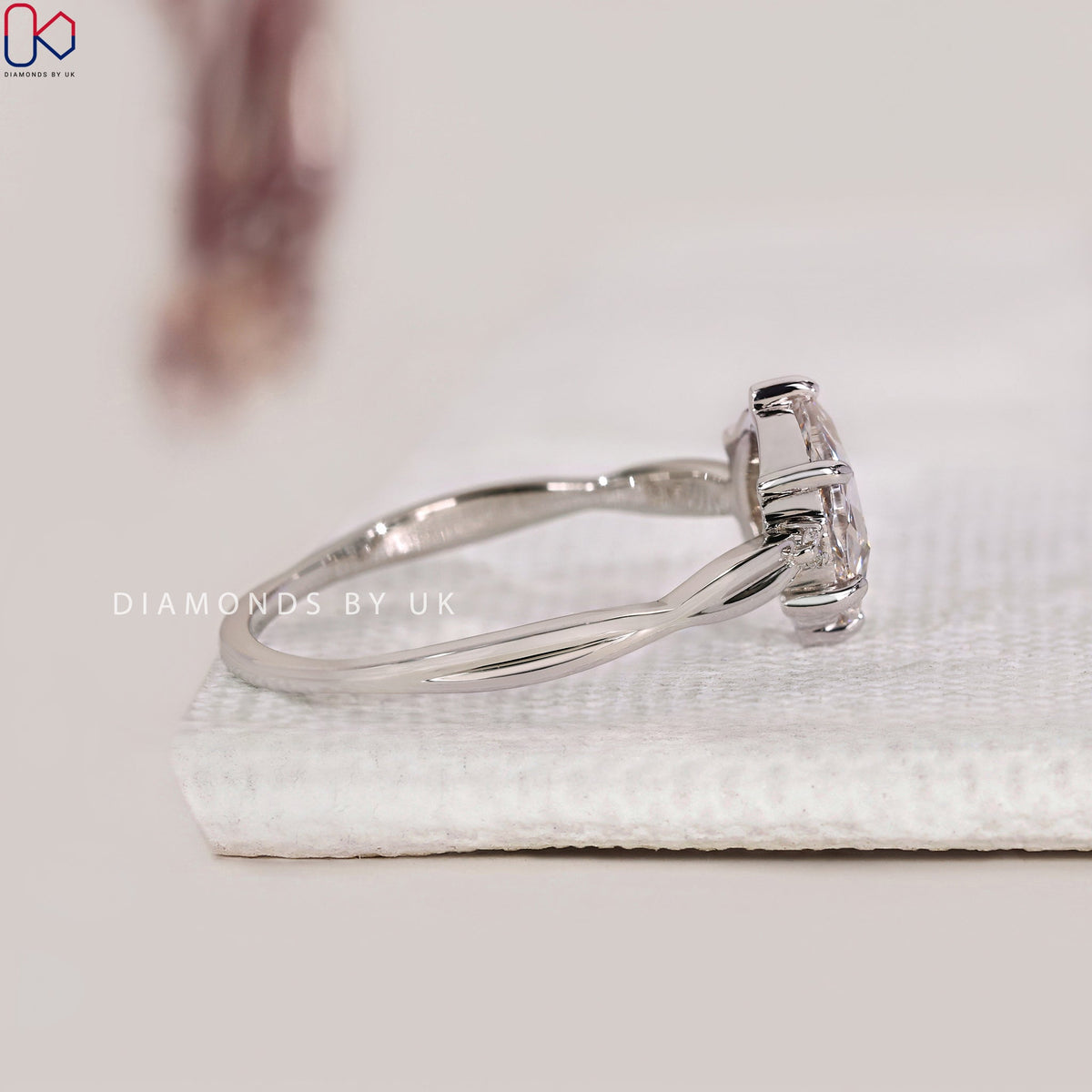 Rose Cut Diamond Ring with Round Side Stone