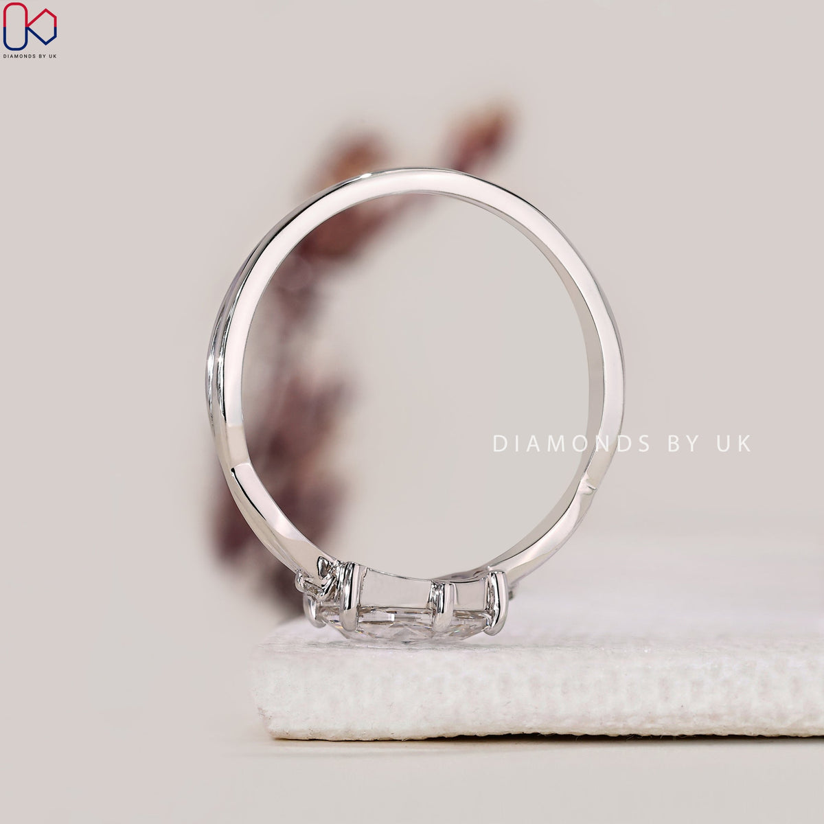 Rose Cut Diamond Ring with Round Side Stone