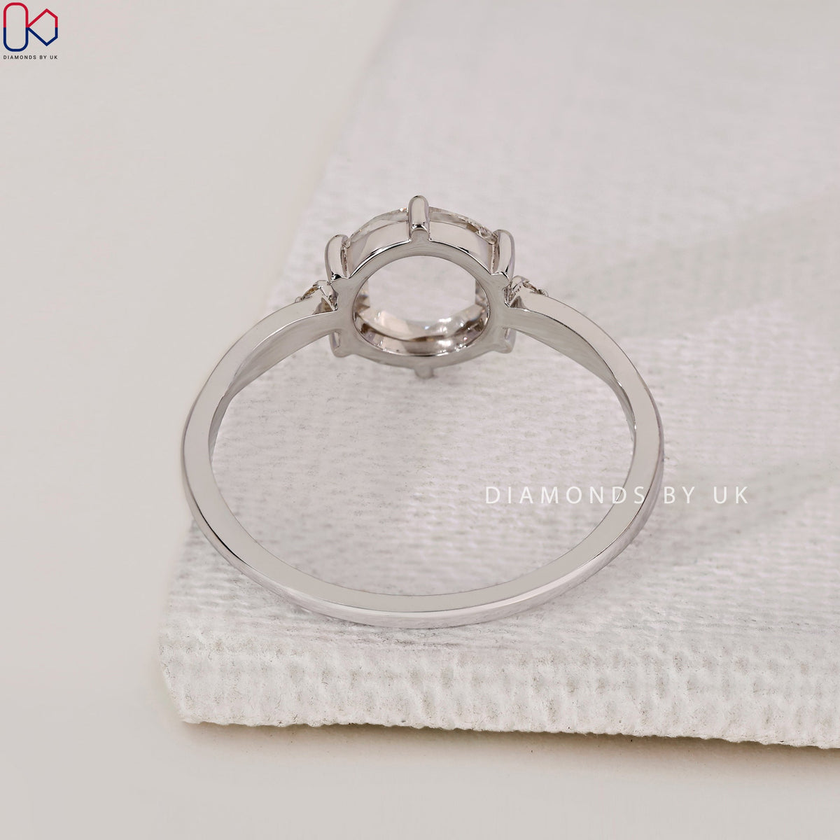 Rose Cut Diamond Ring with Round Side Stone