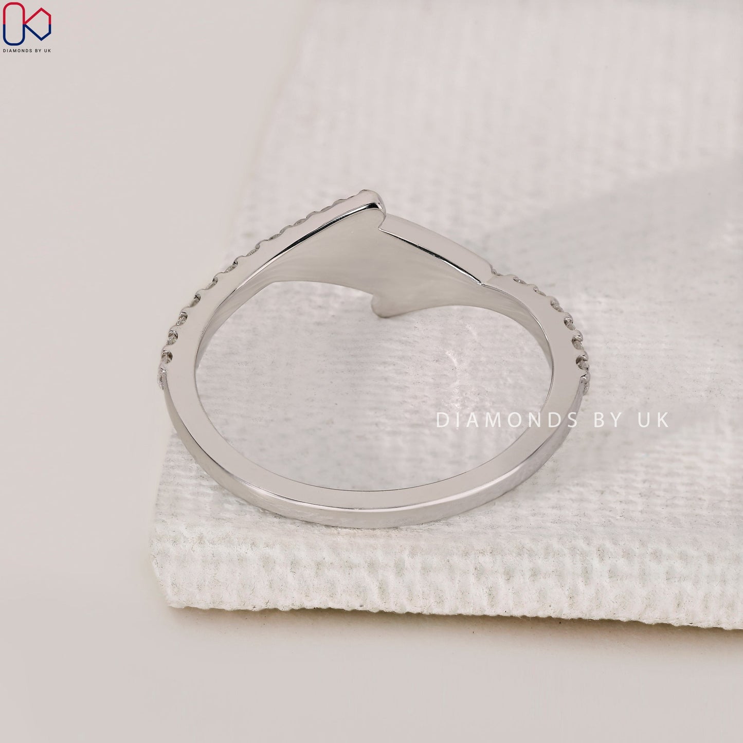Round Diamond Matte Finish Bypass Wedding Band