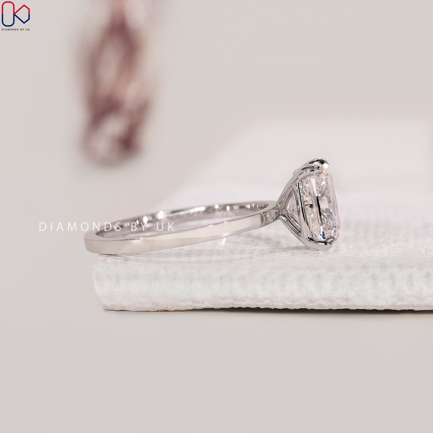 Cushion Diamond Solitaire Ring In White Gold