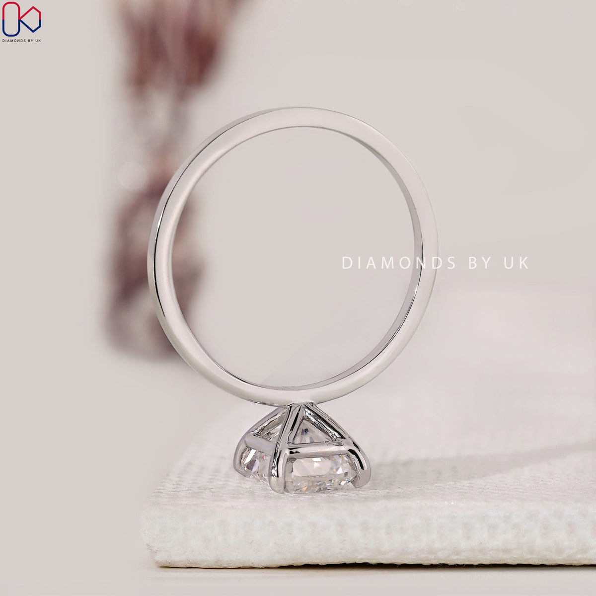 Cushion Diamond Solitaire Ring In White Gold