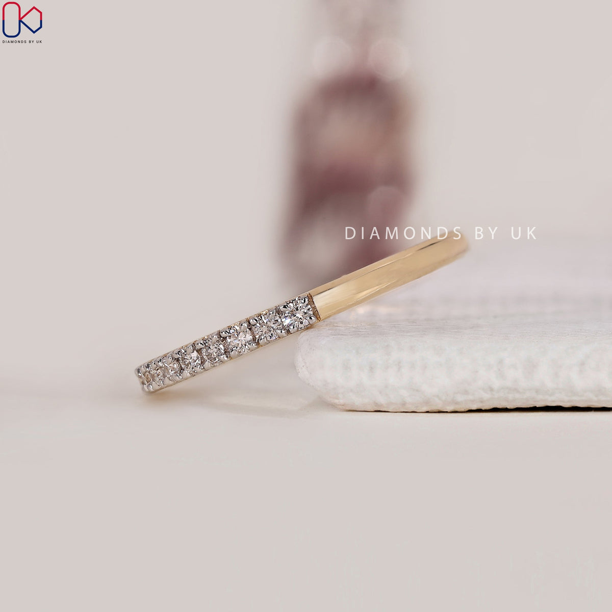 Round Cut Diamond Two Tone Wedding Band
