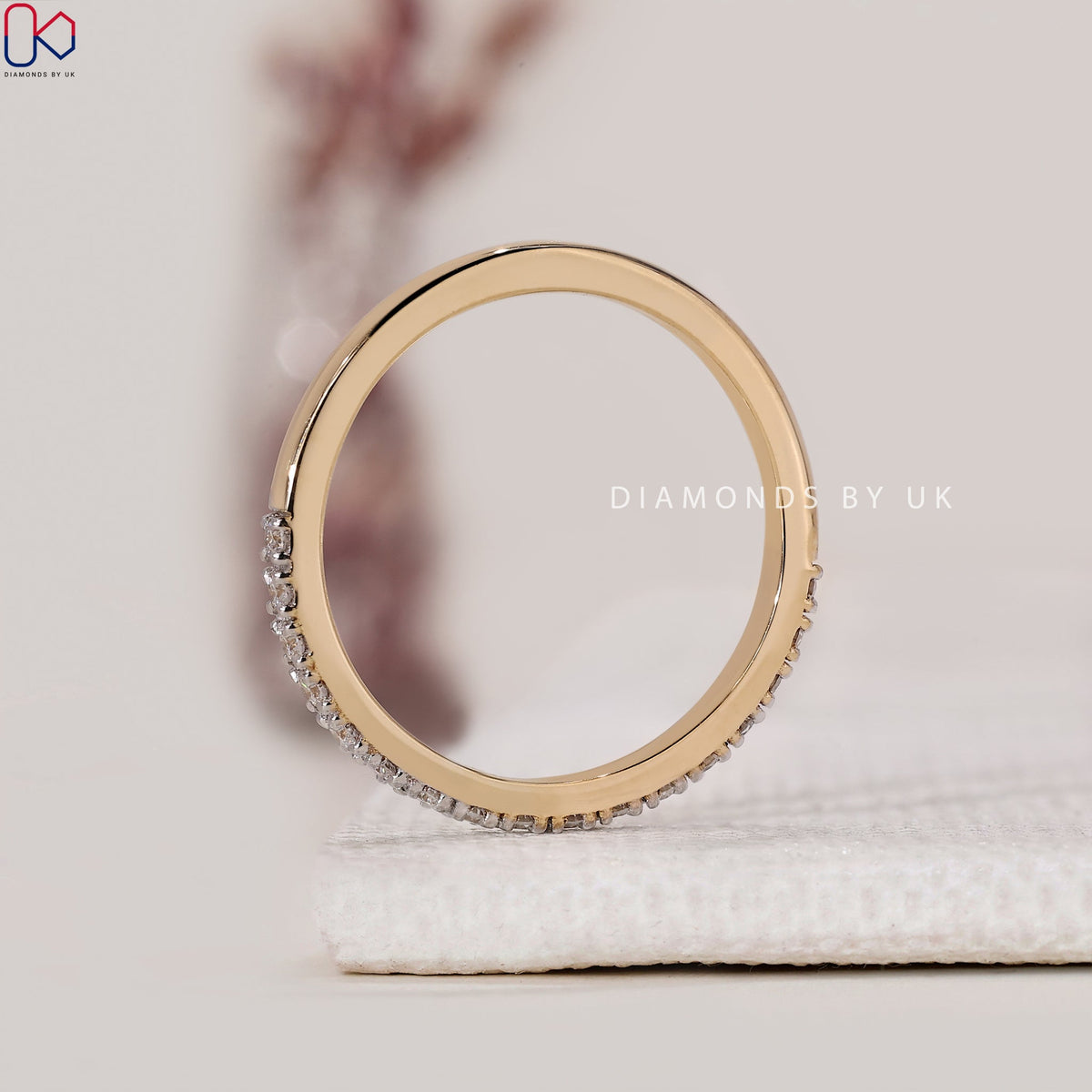 Round Cut Diamond Two Tone Wedding Band