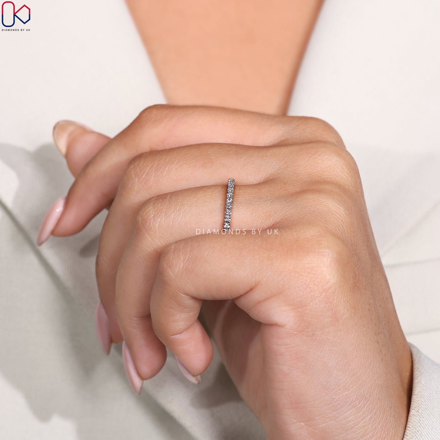 Round Cut Diamond Two Tone Wedding Band