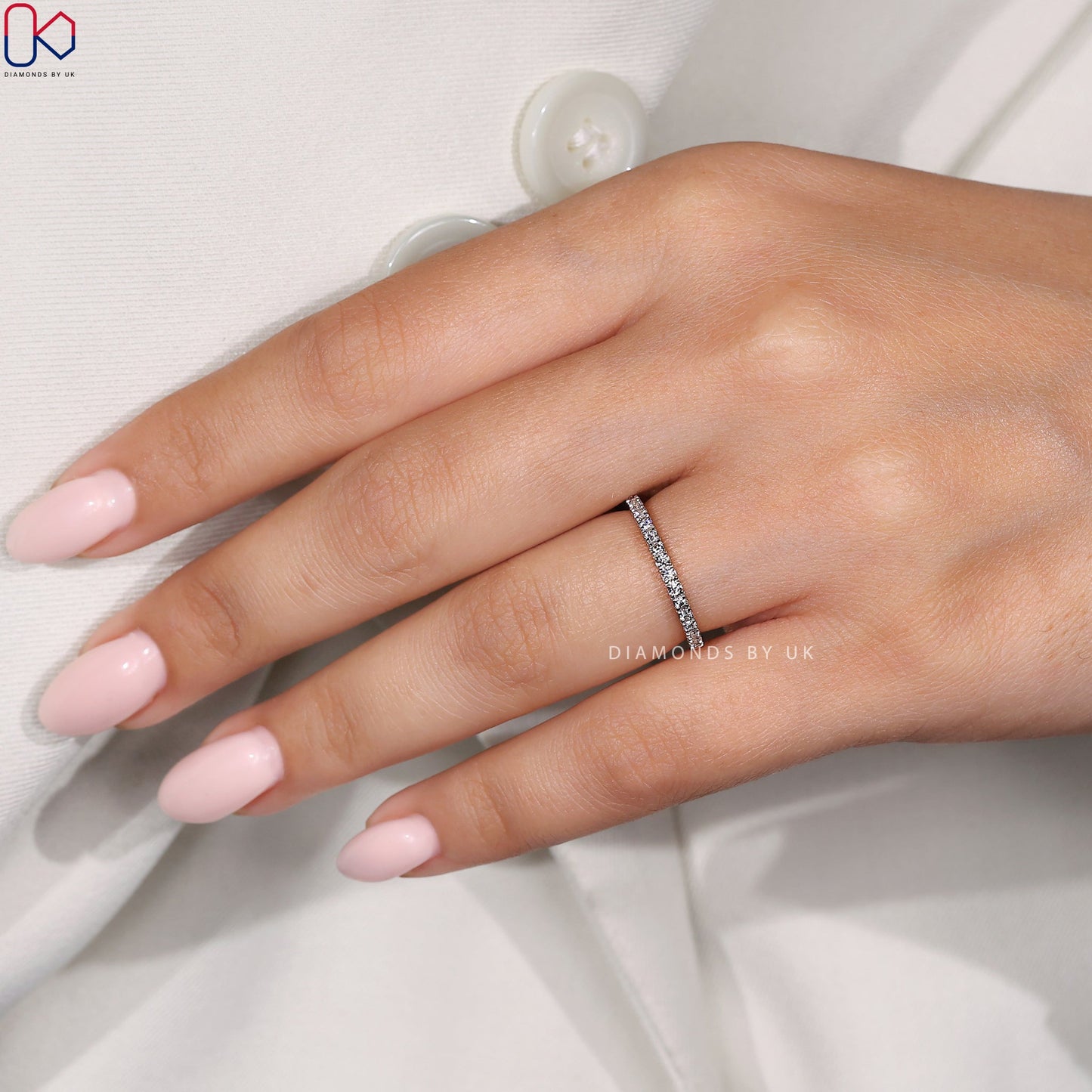 Round Cut Diamond Two Tone Wedding Band
