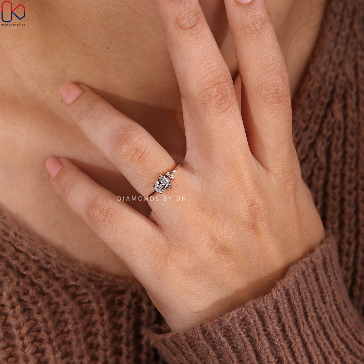 Oval Diamond East West Engagement Ring