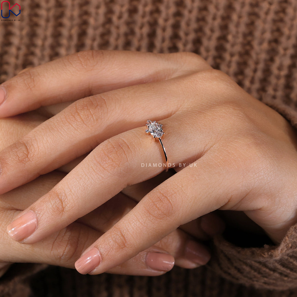 Oval Diamond East West Engagement Ring