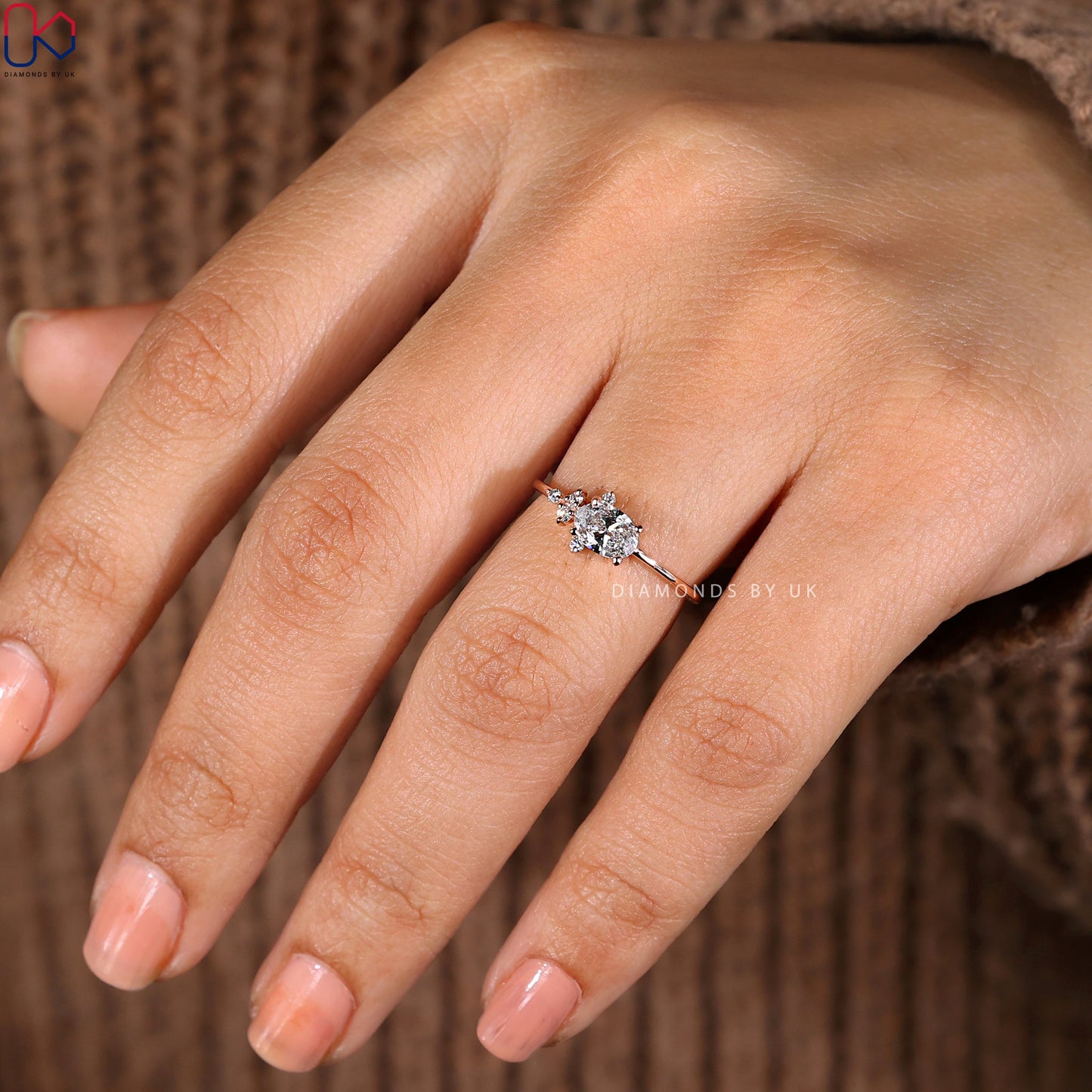 Oval Diamond East West Engagement Ring