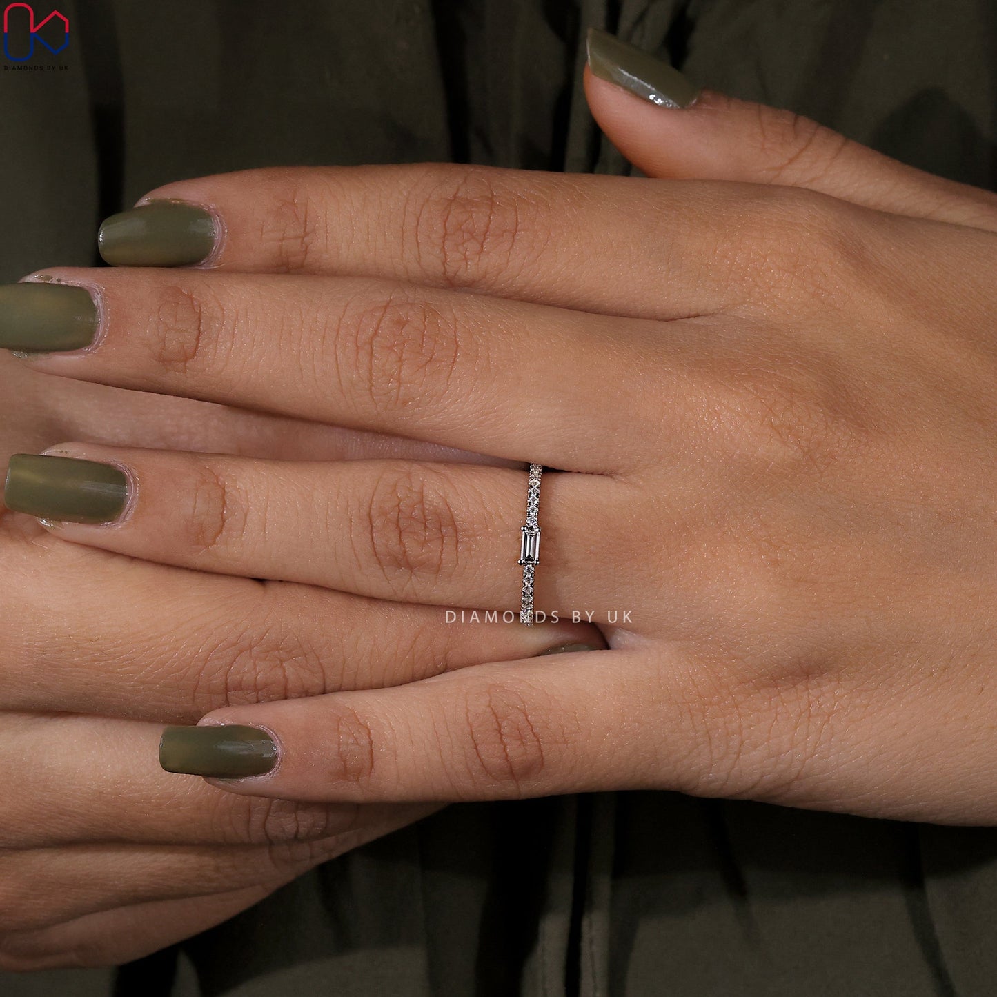 Half Eternity Baguette And Round Diamond Band