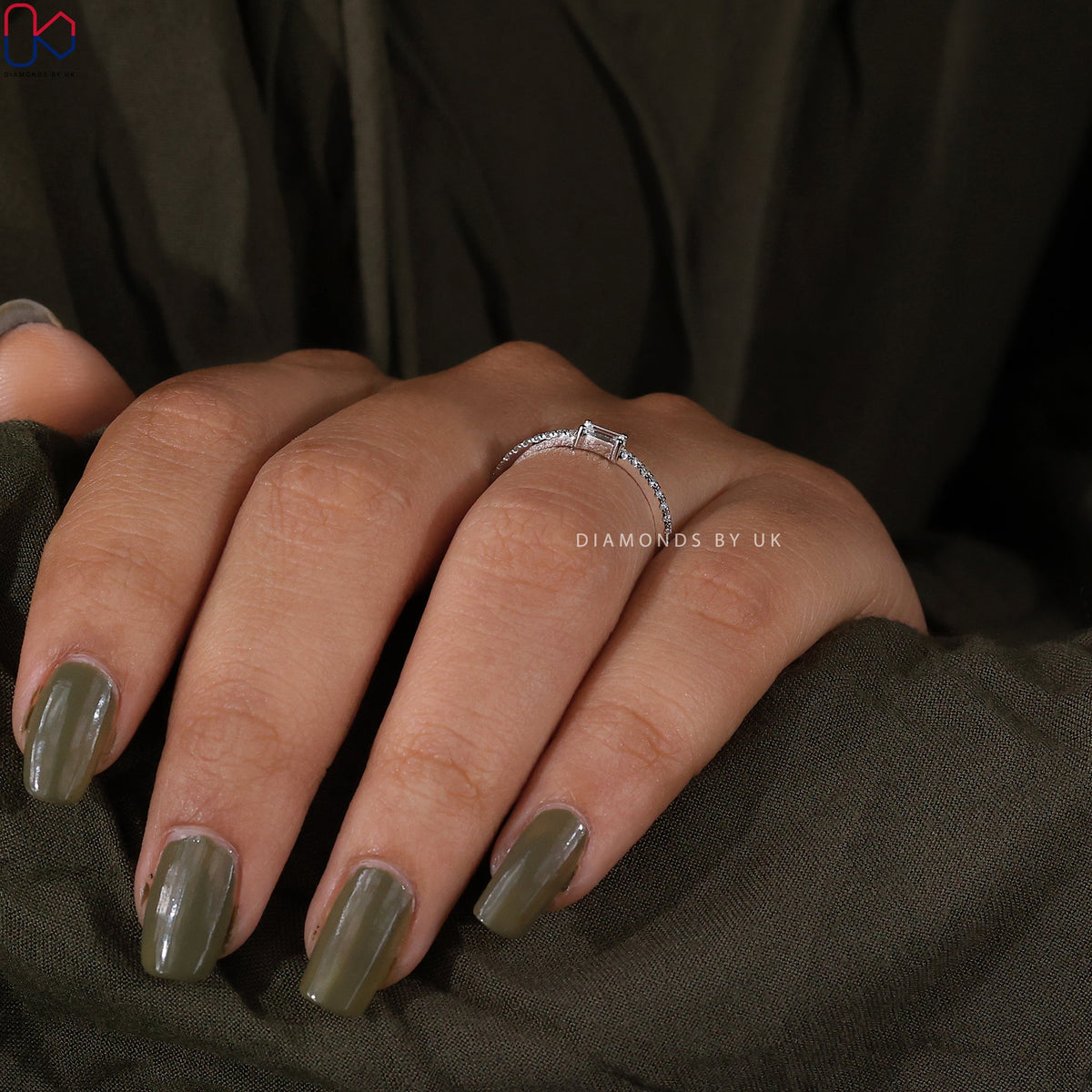 Half Eternity Baguette And Round Diamond Band