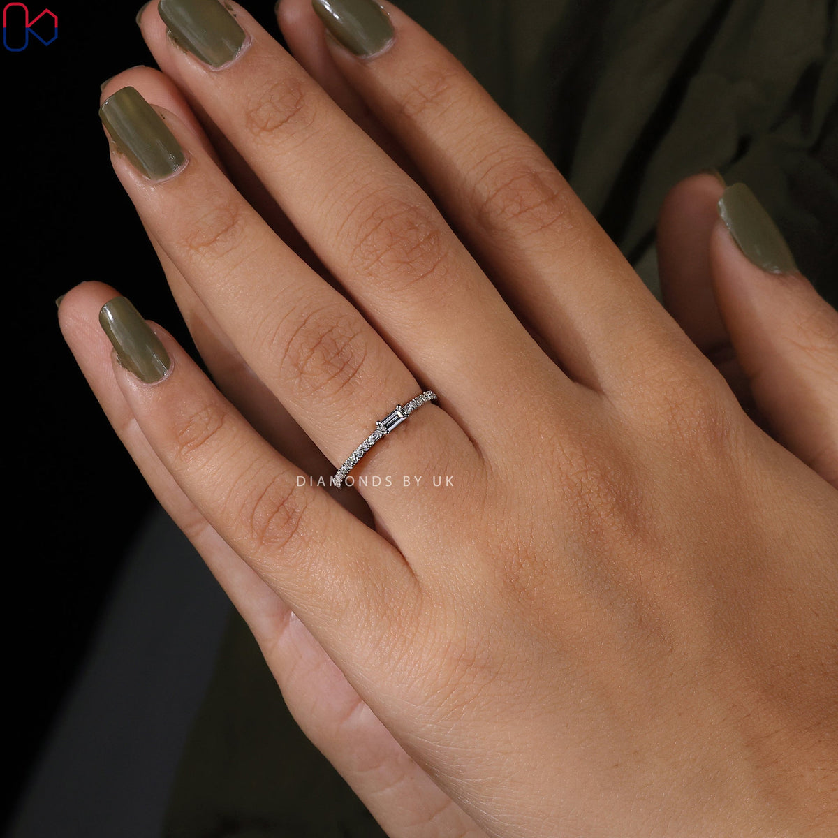 Half Eternity Baguette And Round Diamond Band