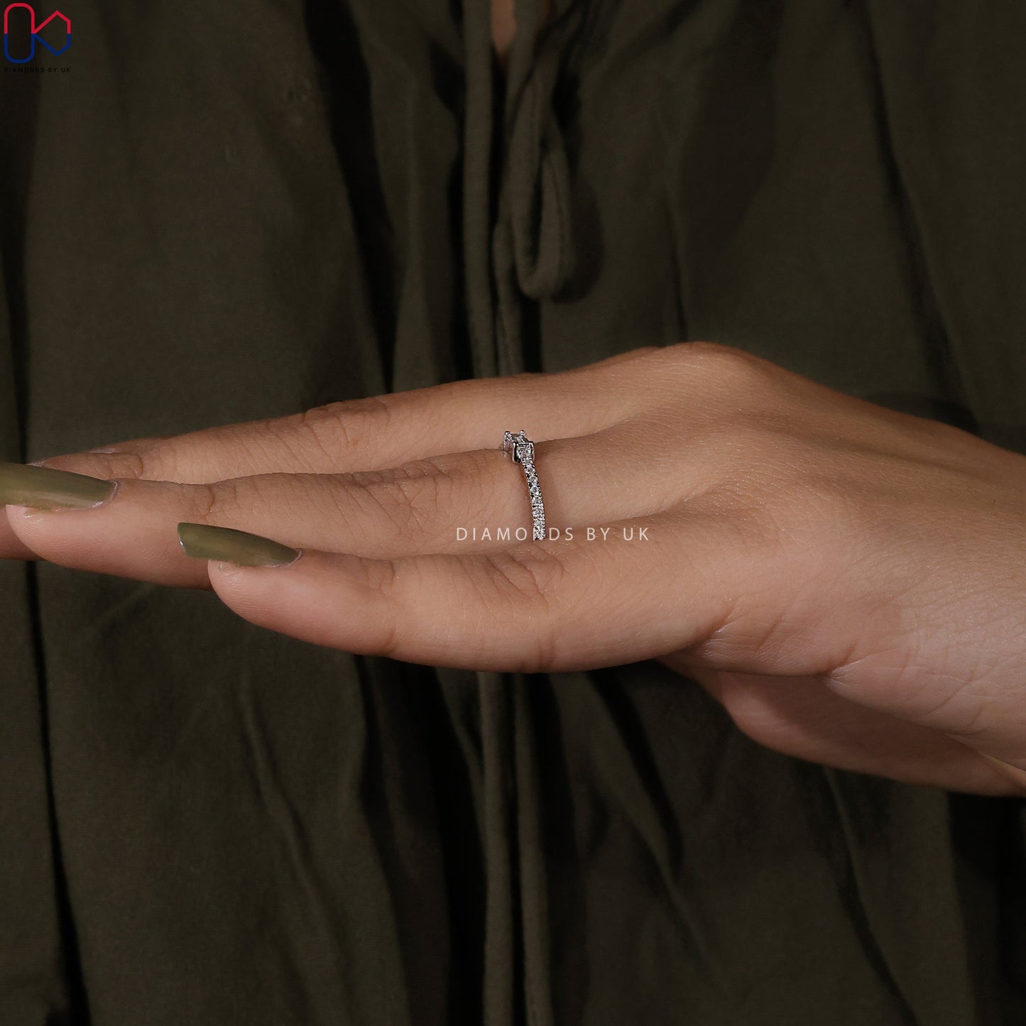 Half Eternity Baguette And Round Diamond Band