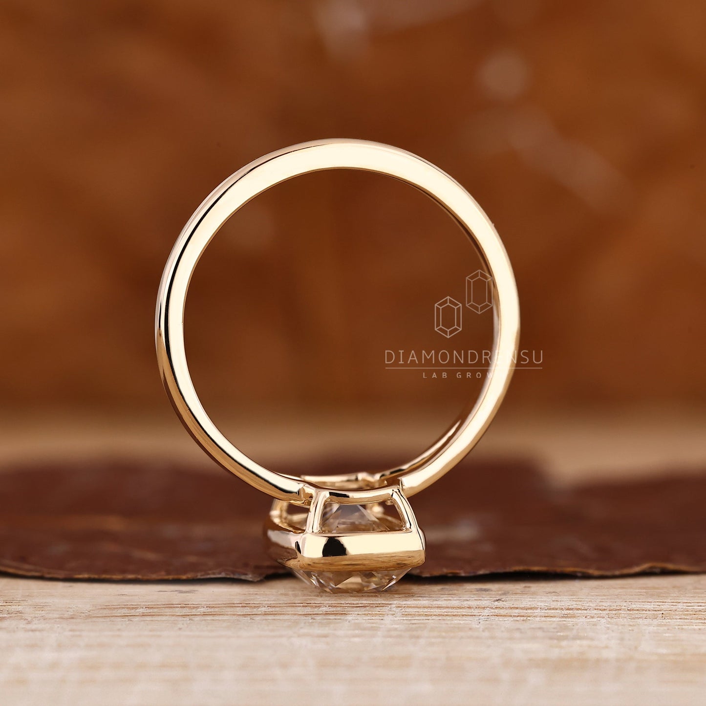 Cushion Old Mine Bezel Set Diamond Ring with Split Shank Band