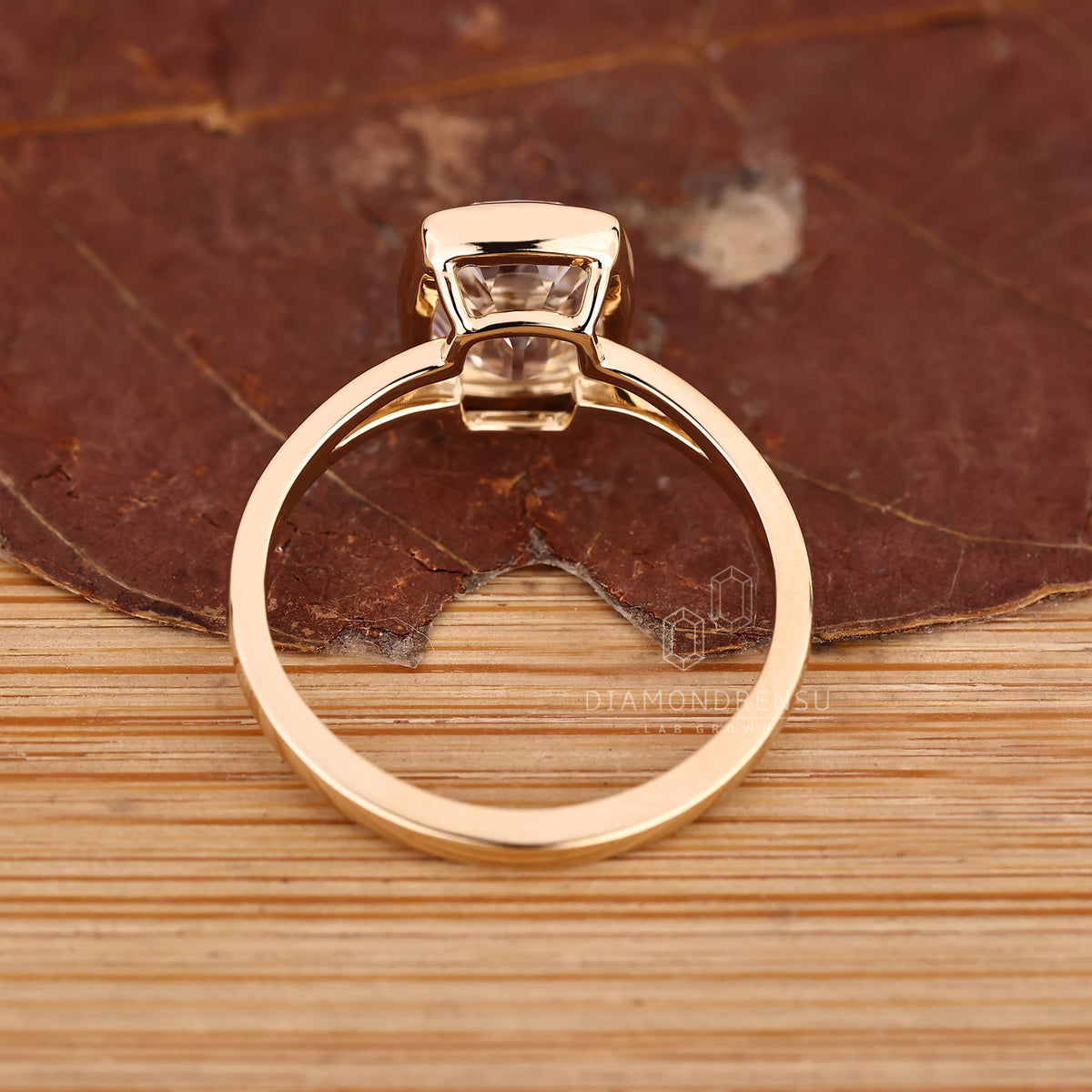 Cushion Old Mine Bezel Set Diamond Ring with Split Shank Band