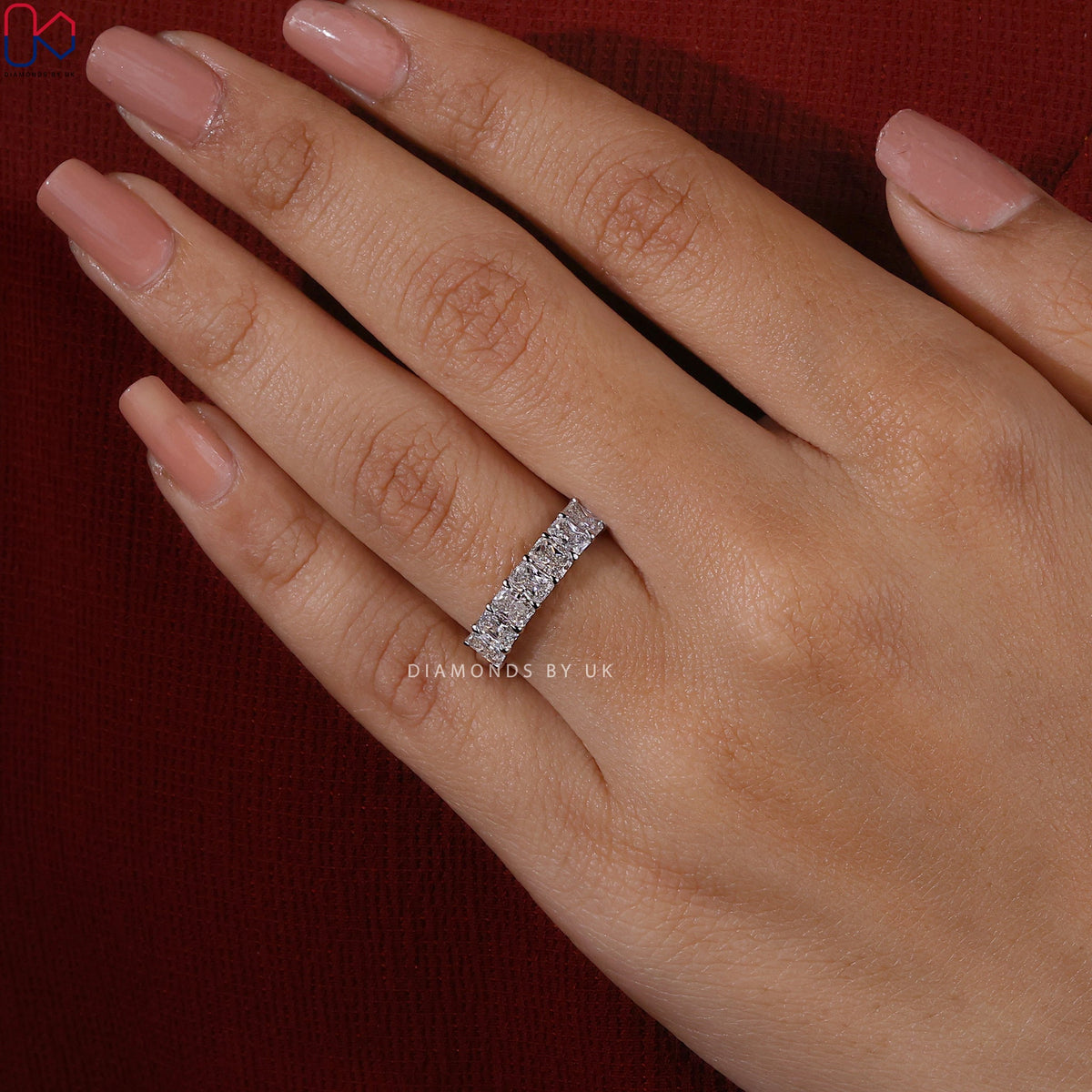 Radiant Cut Diamond Band In White Gold