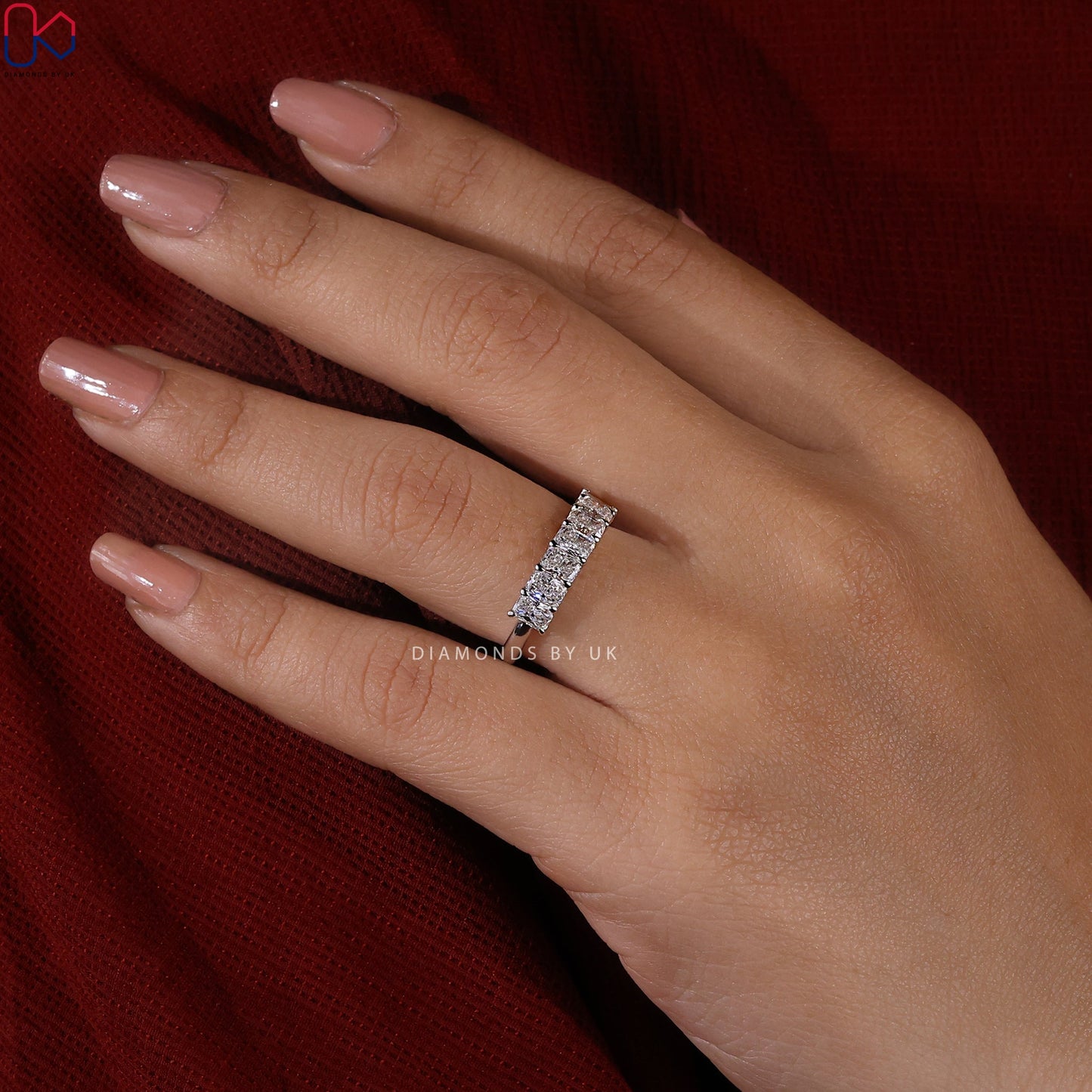 Radiant Cut Diamond Band In White Gold