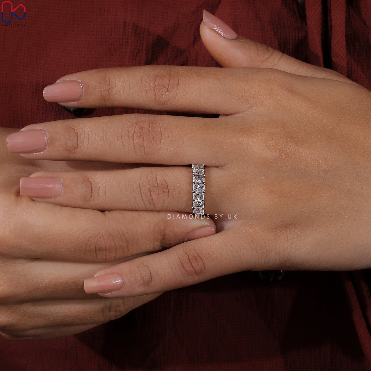Radiant Cut Diamond Band In White Gold