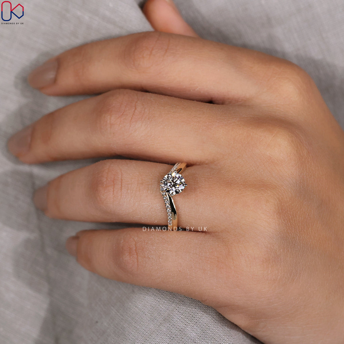 Double Row Pave Round Diamond Ring
