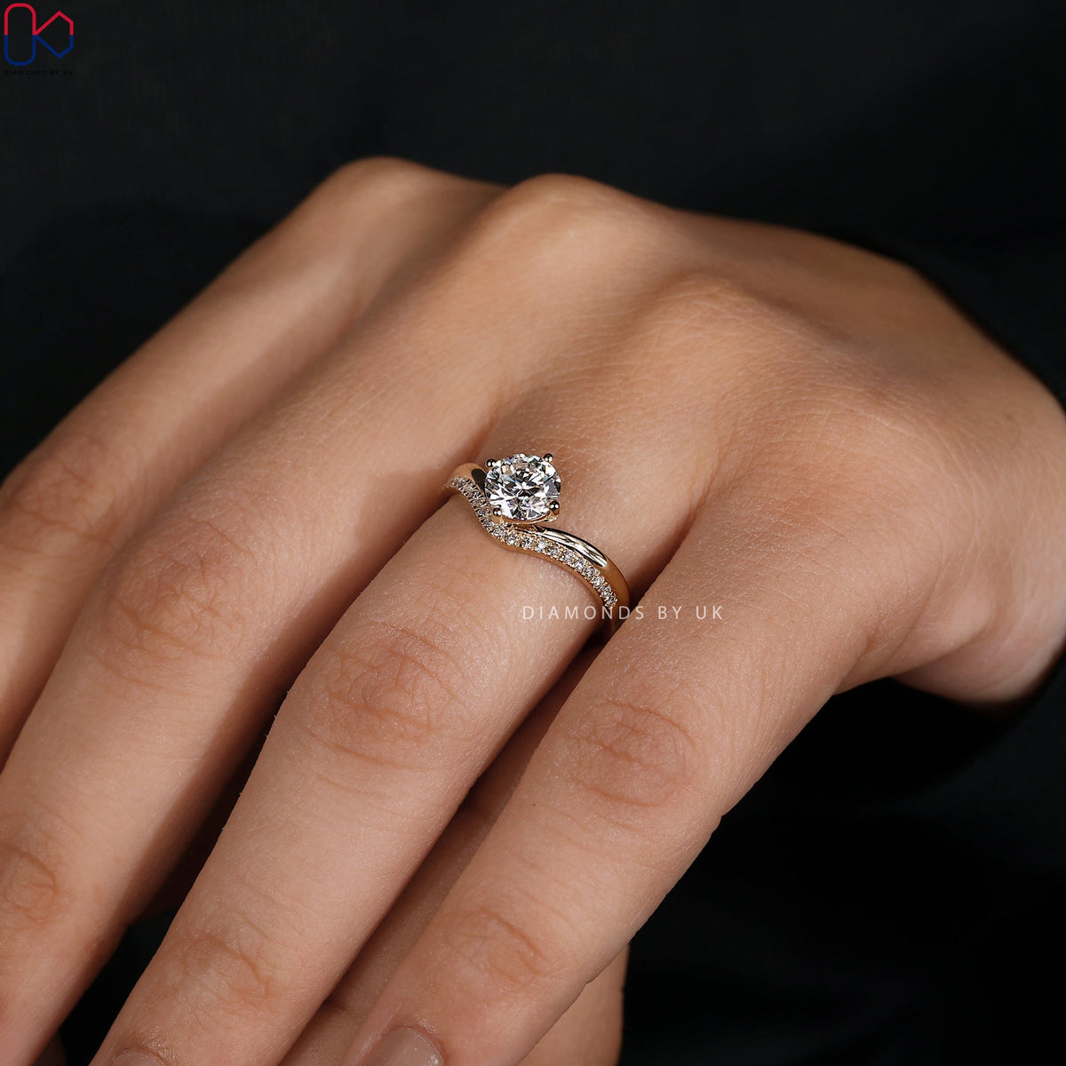 Double Row Pave Round Diamond Ring