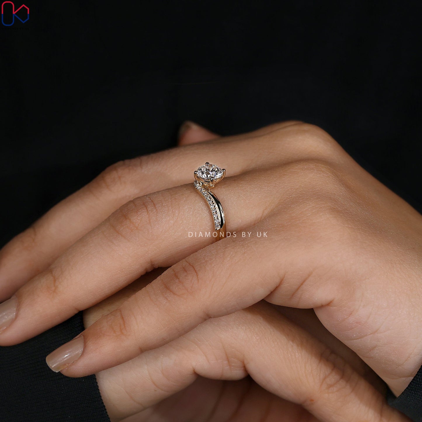 Double Row Pave Round Diamond Ring