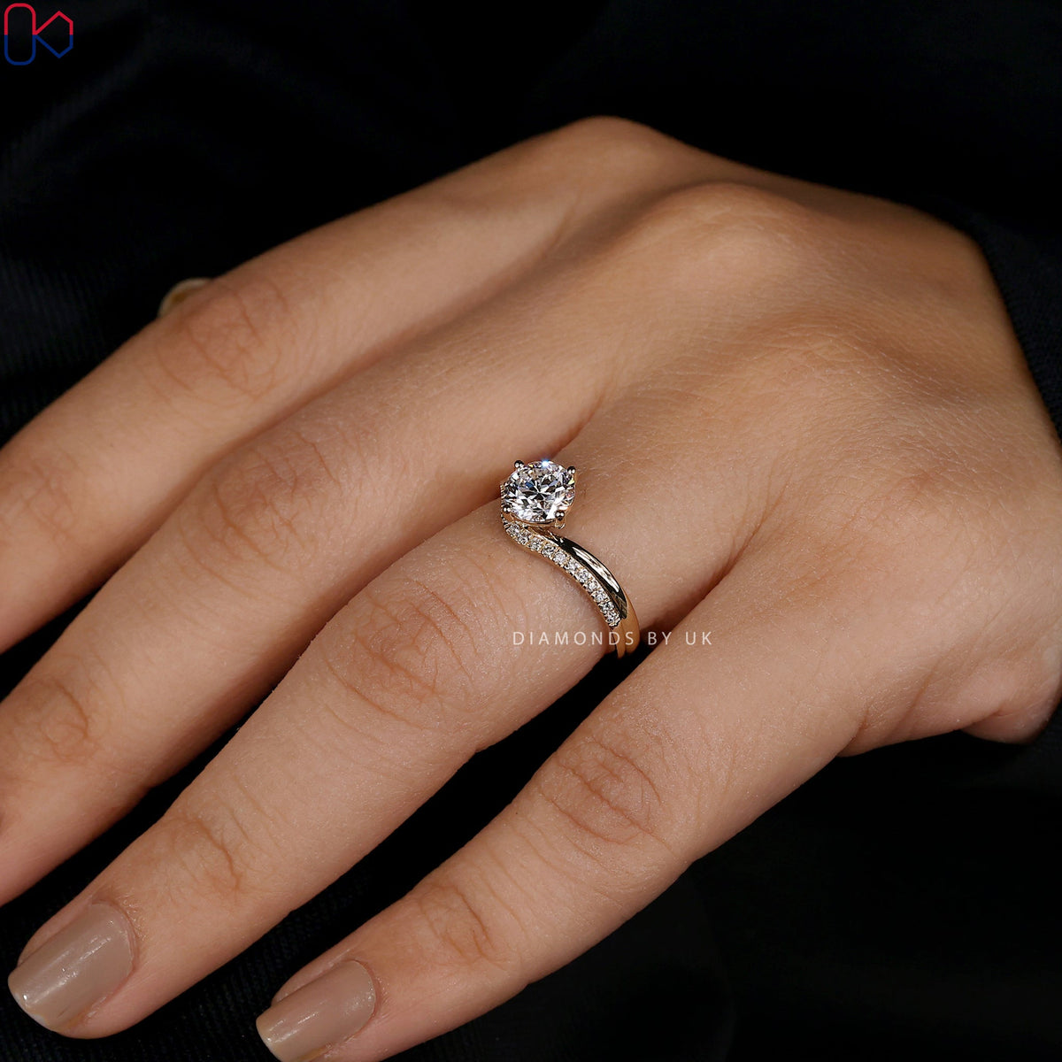 Double Row Pave Round Diamond Ring