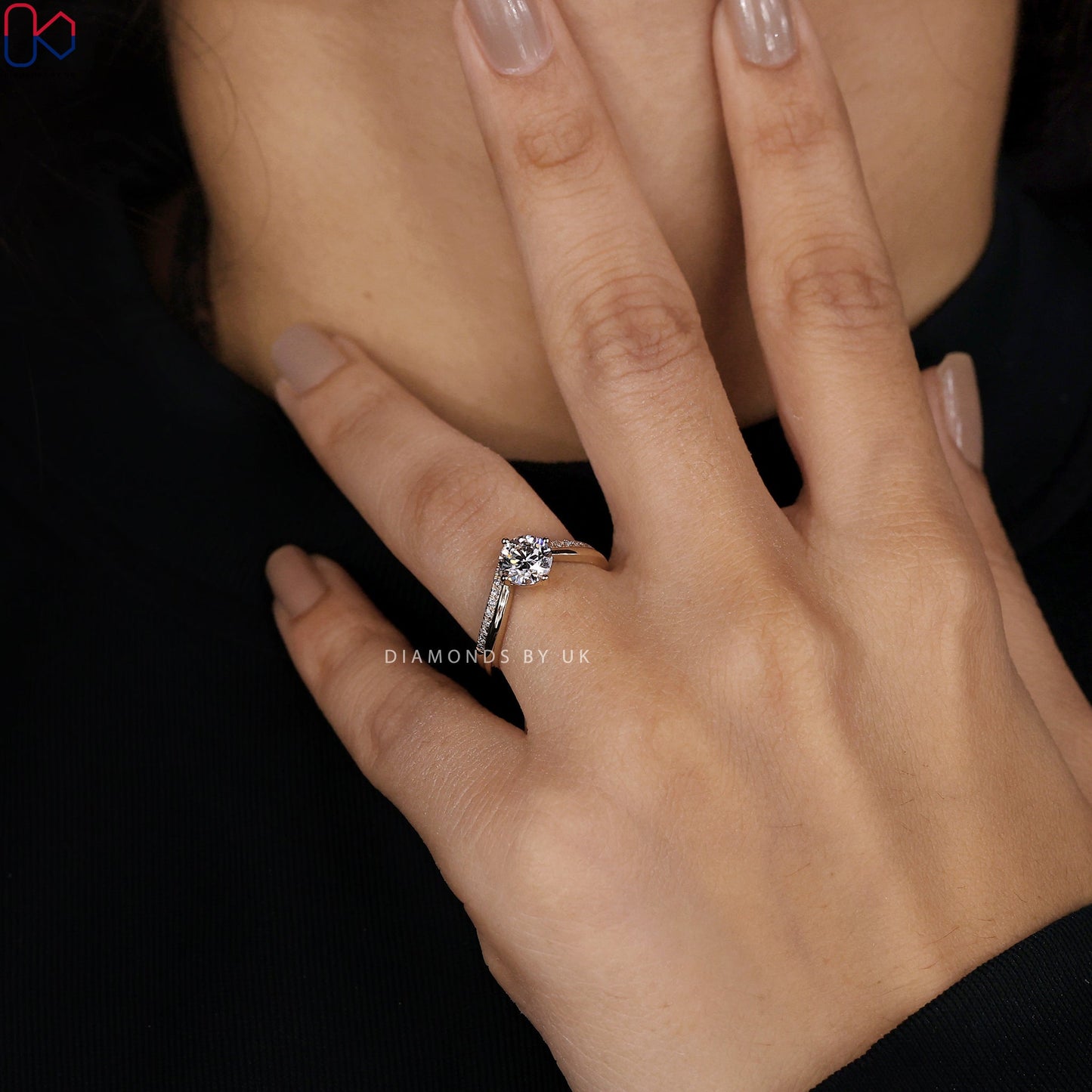 Double Row Pave Round Diamond Ring