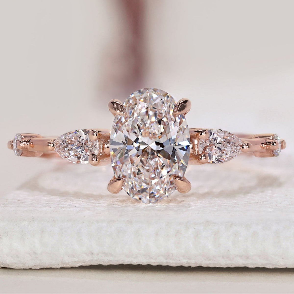 Oval Shaped Engagement Ring - Distance Pave