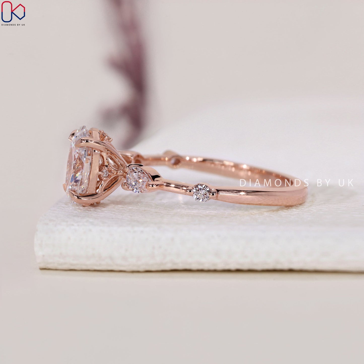 Oval Shaped Engagement Ring - Distance Pave