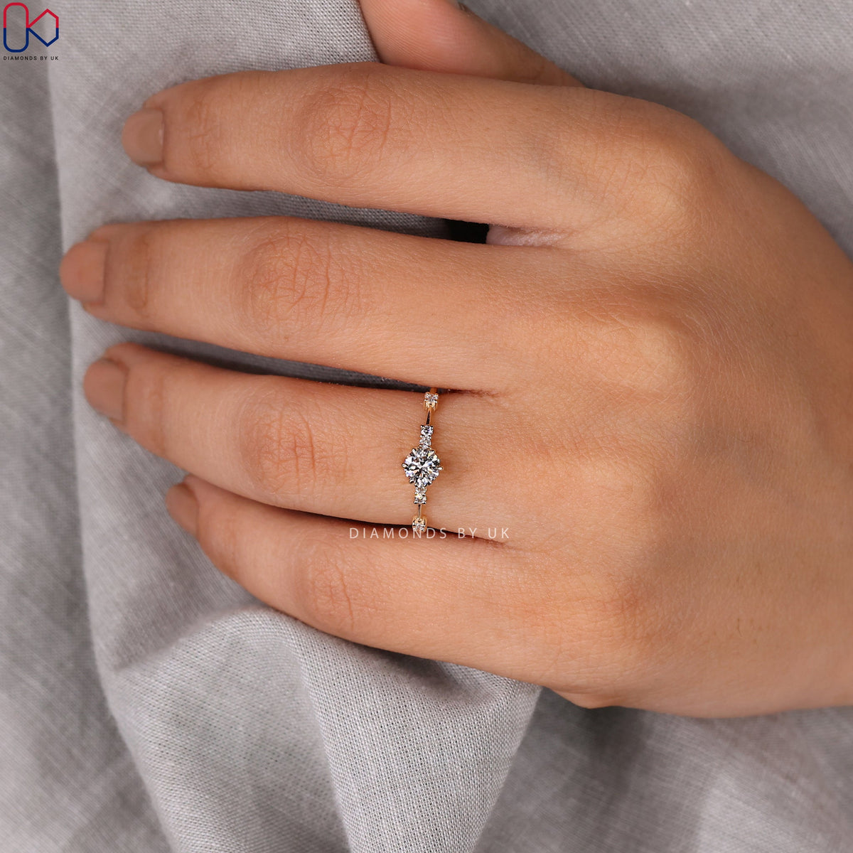 Round Cut Yellow Gold Diamond Ring