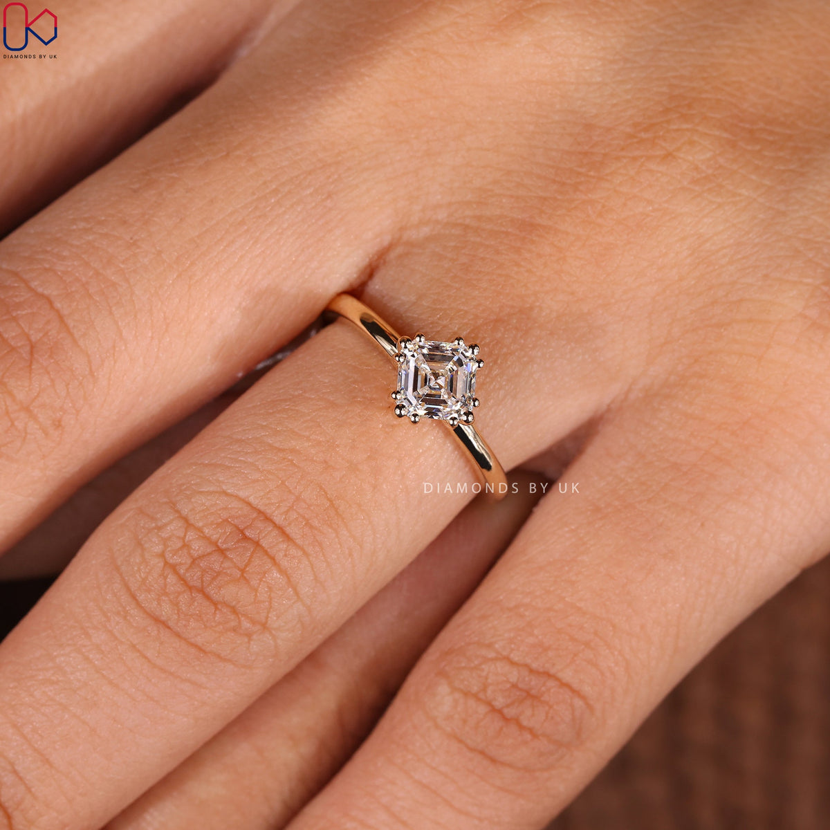 Asscher Cut Engagement Ring In Solitaire Style