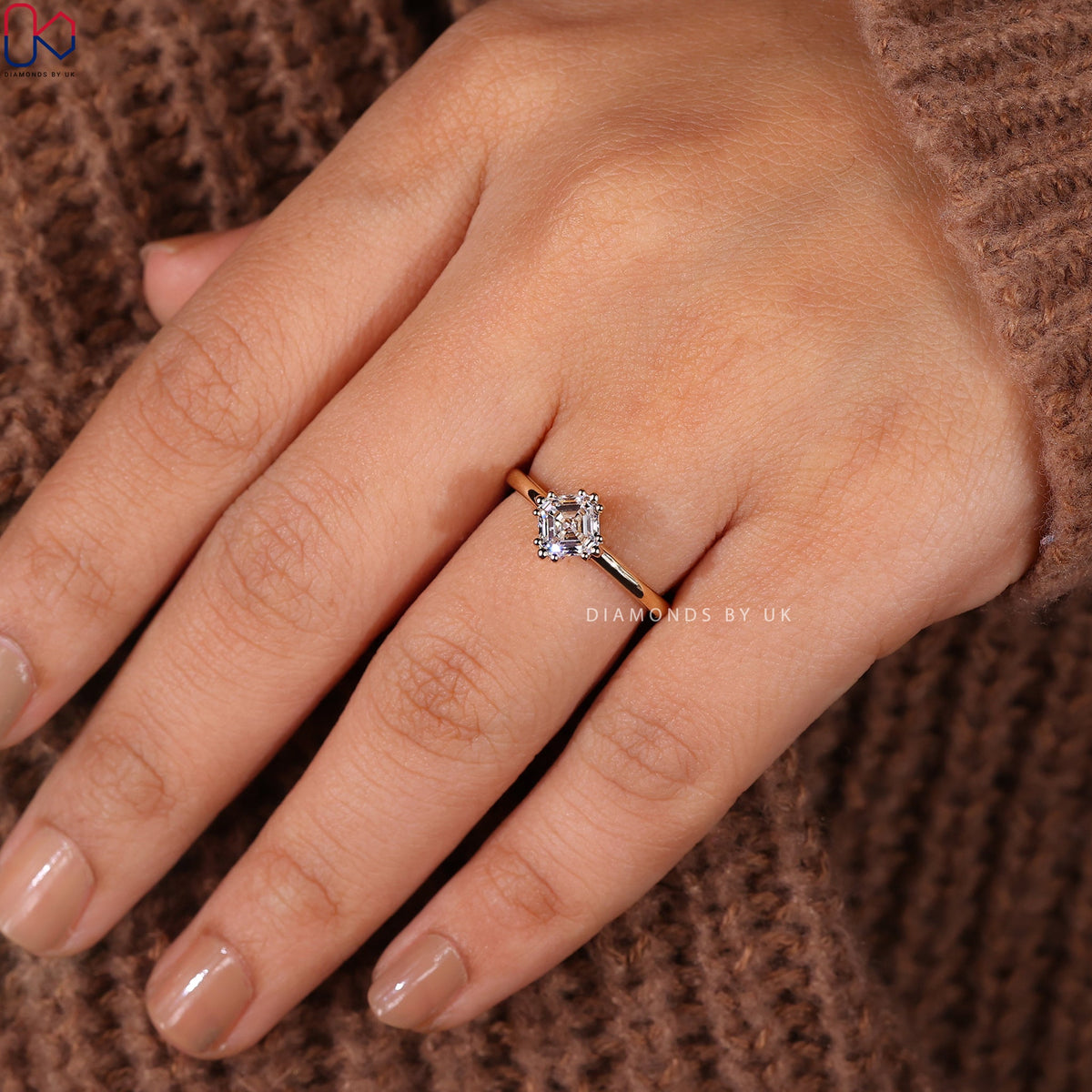 Asscher Cut Engagement Ring In Solitaire Style