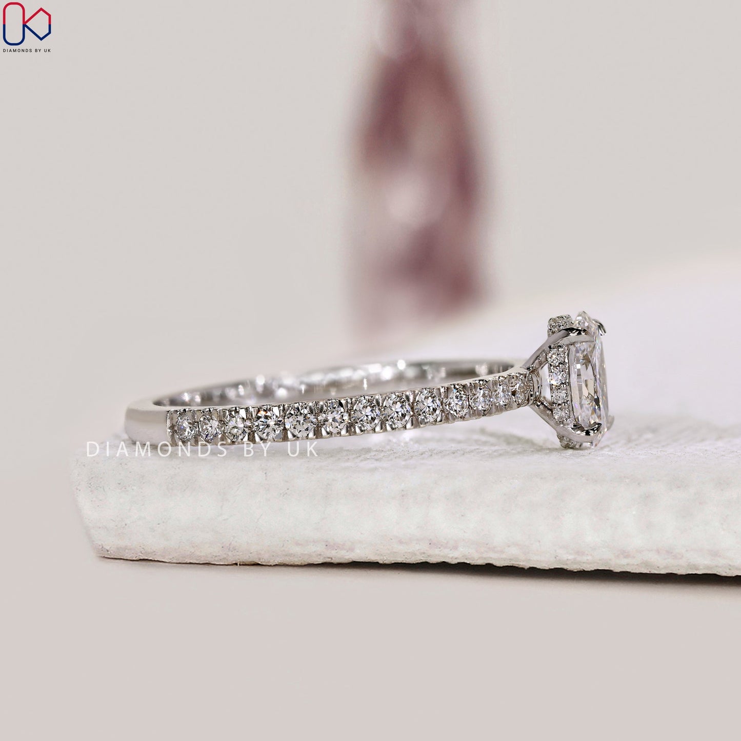 Gold Oval Diamond Engagement Ring In Pave Setting