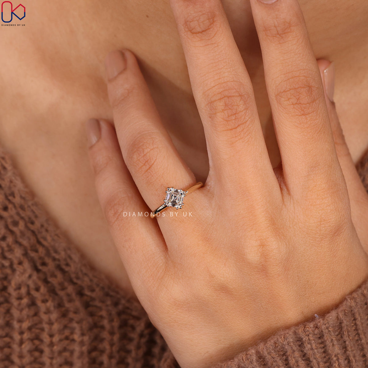 Asscher Cut Engagement Ring In Solitaire Style