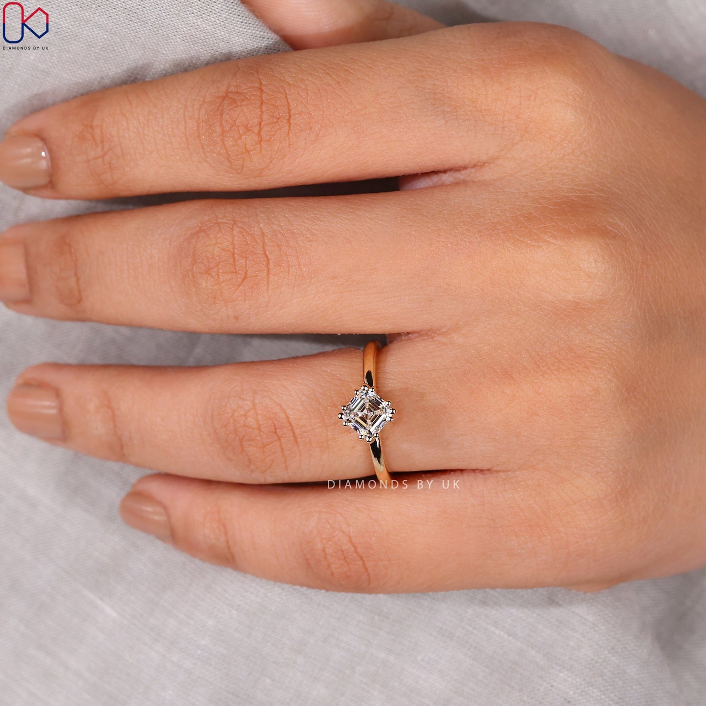 Asscher Cut Engagement Ring In Solitaire Style